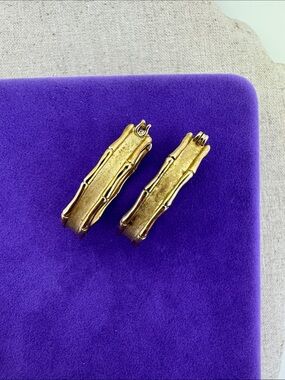 💛 Classic 925 Gold Vermeil Bamboo-Style Hoop Earrings